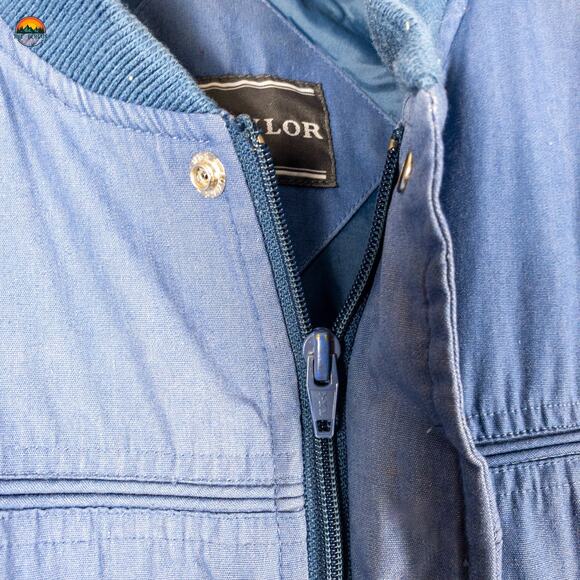 David Taylor Full-Zip Bomber Jacket Blue Long Sleeve Cottage Men's Size Large - Picture 11 of 15